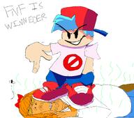 bow boyfriend_(friday_night_funkin') bug crying fly friday_night_funkin' mymy_(ongezellig) ongezellig orange_skin pointing poop shoe skirt soiled_pants stink_lines subvariant:scholar tear wig // 2891x2543 // 236.6KB