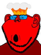 beetroot broot emoticon explosion eyebrows glasses mind_blown mushroom_cloud open_mouth red_skin series:brootmoji stubble transparent_background variant:impish_soyak_ears 🤯 // 598x800 // 18.9KB