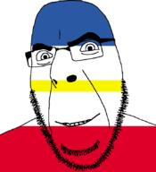 Mecklenburg-Vorpommern flag flag:mecklenburg-vorpommern full_head germany glasses hair looking_at_you open_mouth smile soyjak stubble teeth variant:cobson // 775x849 // 20.1KB
