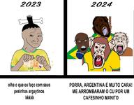 ack argentina beige_skin black_skin bone brazil flag:brazil glasses money monkey open_mouth portuguese_text rope smug stubble variant:bernd variant:feraljak variant:monkeyjak variant:wojak yellow_shirt // 1012x791 // 113.9KB