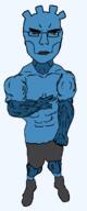 arm blue blue_shirt blue_skin buff closed_mouth ear full_body gear gear_head glasses godot hand robot shoe soyjak subvariant:chudjak_front subvariant:unbotheredchud variant:chudjak vein // 547x1313 // 24.8KB