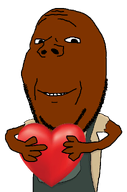 bald black_skin brown_skin closed_mouth clothes forehead_lines hand happy heart holding_heart holding_object john_coffey no_glasses nose overalls ripped_clothes shading smile stubble subvariant:wholesome_soyjak teeth the_green_mile variant:gapejak // 676x1021 // 107.0KB