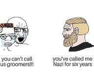 chad crying glasses groomer nazism nordic_chad open_mouth soyjak stubble text variant:soyak zoomer // 680x576 // 206.3KB