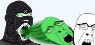 beard bloodshot_eyes clothes ermac eyebrows glasses green_eyes magic mortal_kombat mouth_open ninja scared soul soulless tongue variant:cobson variant:imhotep wrapped // 1389x655 // 316.8KB