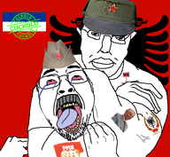 2soyjaks ack albania albanian_eagle albanian_flag clothes coat_of_arms communism crying cuckold enver_hoxha flag:albania flag:yugoslavia glasses hat medal ppsh socialism strangling subvariant:pol_face the_weak_should_fear_the_strong variant:bernd variant:chudjak vladimir_lenin yugoslav_flag yugoslavia // 499x461 // 145.3KB