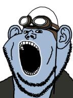 clothes crazy_frog ear goggles hat open_mouth pilot soyjak stubble variant:impish_soyak_ears // 598x800 // 21.3KB