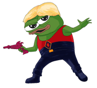 amphibian apu blond clothes flash_gordon frog full_body green_skin gun hair holding_gun holding_object lips nas nas:pepe open_mouth pepe pepe_the_frog red_shirt subnas:apu transparent_background // 1546x1400 // 225.6KB