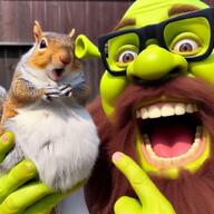 animal beard brown_eyes glasses green_skin meta:ai_generated meta:tagme open_mouth pointing shrek soyboy squirreljak variant:unknown // 1024x1024 // 164.6KB