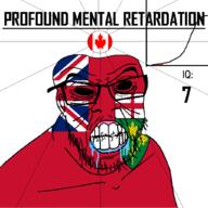 angry bald black_eyes black_hole black_sclera canada clenched_teeth closed_mouth country cracked_teeth drool ear flag flag:canada flag:ontario glasses iq iq_bell_curve mustache nightmare_fuel no_pupils ontario profound_mental_retardation retard soyjak stubble text variant:feraljak wrinkles // 1024x1024 // 83.7KB