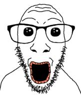 glasses oh_my_god_she_is_so_attractive open_mouth orange_teeth soyjak stubble teeth variant:dylanjak // 552x650 // 34.4KB