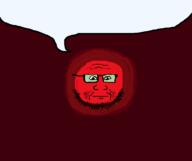 anthropomorphism closed_mouth facial_hair glasses looking_at_you neutral nose red_background red_blood_cell red_skin speech_bubble speech_bubble_empty stubble variant:markiplier_soyjak // 744x624 // 16.6KB