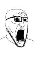 glasses open_mouth scared screaming soyjak stubble subvariant:lightiplier teeth template variant:darkiplier // 626x1024 // 14.9KB