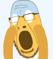 blue blue_skin emoticon glasses hand open_mouth screaming series:soymoji soyjak stubble the_scream variant:cobson worried yellow yellow_skin // 775x849 // 20.2KB