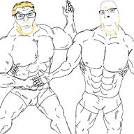 2soyjaks aryan blond blue_eyes buff looking_at_you variant:cobson variant:feraljak // 3240x3240 // 256.4KB