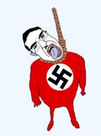 bloodshot_eyes clothes crying full_body glasses hair hanging nazism open_mouth rope soyjak subvariant:patrick suicide swastika tongue variant:chudjak // 321x430 // 31.1KB