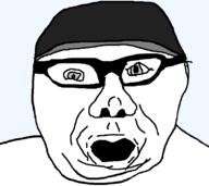 asian clothes finland glasses grey_eyes hat looking_at_you open_mouth soyjak taloyhtiön_puheenjohtaja template transparent_background variant:suomijak // 970x866 // 22.1KB