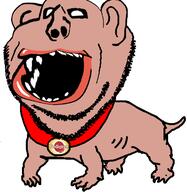 amerimutt award black_sclera brown_skin distorted dog ear lips medal mutt open_mouth pedigree pitbull pun red_collar soyjak stubble subvariant:impish_amerimutt variant:impish_soyak_ears // 485x499 // 56.9KB