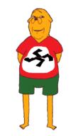 adventure_time barefoot cargo_shorts clothes full_body jake_the_dog nazism soyjak subvariant:wholesome_soyjak variant:gapejak // 664x1086 // 51.6KB