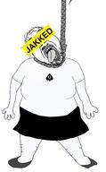 arm bbc blacked clothes full_body hair hanging jakked leg mustache open_mouth queen_of_spades rope soyjak stubble suicide text tranny variant:bernd // 1516x2442 // 305.5KB