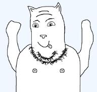 animal arms_up cat cat_ear nipple no_glasses stubble subvariant:flubcat tongue tongue_out transparent_background variant:flubbert // 700x662 // 13.1KB