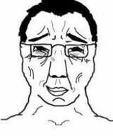 glasses smirk soyjak subvariant:chuddy variant:chudjak wrinkles // 205x246 // 8.6KB