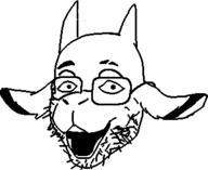 furry glasses goat horn open_mouth soyjak stubble variant:goatjak // 342x279 // 10.6KB