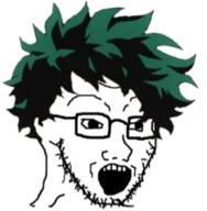 anime boku_no_hero_academia glasses green_hair hair midoriya_izuku open_mouth soyjak stubble variant:soyak // 314x320 // 106.9KB