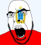 animal crown fish flag flag:saratov_oblast full_head glasses hair looking_to_the_right oblast open_mouth russia saratov_oblast soyjak stubble teeth text transparent transparent_background variant:cobson // 721x789 // 87.3KB