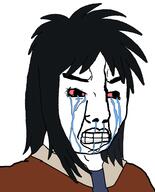 angry anime bloodshot_eyes clenched_teeth clothes crying hair kaiji long_hair soyjak variant:chudjak // 773x960 // 69.5KB
