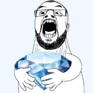 arm balding beard ear gem glasses holding_gem holding_object open_mouth palestine series:mineraljaks soyjak stubble variant:palejak // 1080x1078 // 224.8KB