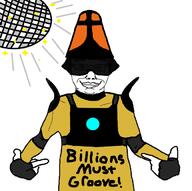billions_must chud clothes costume disco_ball fingerless_glove hat meta:tagme pointing shirt_with_words variant:chudjak visor // 672x667 // 86.3KB
