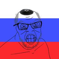 balding clenched_teeth clothes country flag glasses grey_hair hair hat judaism kippah russia soyjak stubble variant:feraljak // 660x660 // 132.5KB
