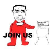 among_us angry anime closed_mouth ear glasses hair incel meditation red_body red_jumpsuit soyjak subvariant:pol_face text variant:chudjak video_game // 1932x1756 // 110.8KB