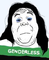 clothes flag flag:neutrois_pride genderless hair makeup nonbinary null open_mouth retard soyjak stubble tranny variant:alicia // 592x720 // 32.5KB