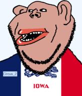 amerimutt black_sclera brown_skin circus_2_(namefag) clothes ear flag flag:iowa hair iowa lips mutt open_mouth soybooru soyjak state stubble subvariant:impish_amerimutt text transparent_background united_states variant:impish_soyak_ears // 685x800 // 54.8KB