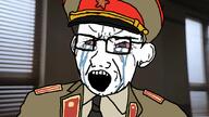 better_call_saul chuck_mcgill clothes communism crying ear glasses hammer_and_sickle kuz military military_uniform open_mouth red_eyes soyjak teeth variant:cryboy_soyjak variant:kuzjak // 1080x607 // 384.8KB