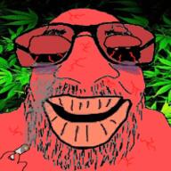 beard bloodshot_eyes closed_mouth glasses hand holding_object nigger_weed oh_my_god_she_is_so_attractive red_skin smoke variant:israeli_soyjak weed // 200x200 // 75.4KB