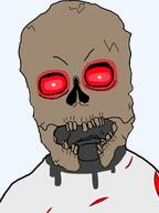 angry closed_mouth eye_socket eyes facepaint frown grey_skin missing_teeth punisher_face red_eyes scar skull split_jaw variant:volatilejak // 1497x1993 // 273.5KB