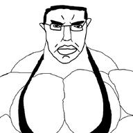 angry buff closed_mouth clothes ear frown glasses hair mge soyjak subvariant:chudjak_front variant:chudjak // 897x891 // 113.8KB