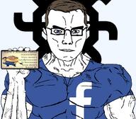 brown_hair chud facebook glasses holding_object holding_phone muscles subvariant:muscular_chud swastika variant:chudjak // 1059x929 // 155.0KB
