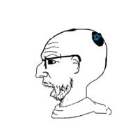 clothes ear glasses hat judaism kippah open_mouth side_profile soyjak star stubble variant:unknown // 783x789 // 109.8KB