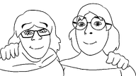 2soyjaks closed_mouth clothes dress eyebrows female femjak glasses hair hand hand_on_shoulder long_hair looking_at_you meta:template no_more_brother_wars nose subvariant:female_cobson subvariant:female_feraljak template transparent_background variant:cobson variant:feraljak woman // 1920x1080 // 44.0KB