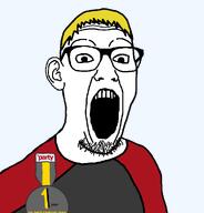 award badge bald clothes ear glasses nate open_mouth red_shirt soyjak soyteen variant:gimper white_skin wrinkles yellow_hair // 947x990 // 68.2KB award badge bald clothes ear glasses nate open_mouth red_shirt soyjak soyteen variant:gimper white_skin wrinkles yellow_hair // 947x990 // 68.2KB