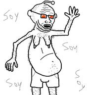 antenna arm ear fat glasses gynaecomastia hairy hand leg open_mouth orange_eyes reddit soy soyjak stubble text underpants variant:unknown // 2831x3091 // 402.7KB