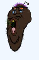Circus-Z(user) bad_breath bloodshot_eyes brown_skin cracked_teeth crying fat glasses hair jewish_nose judaism lips mutt nose open_mouth orange_eyes purple_hair reddit snoo stink_lines stinky stubble subvariant:bantumutt teeth tongue tranny variant:meximutt variant:soyak yellow_sclera yellow_teeth // 550x848 // 31.5KB