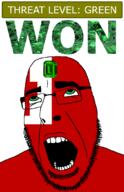 ahegao emerald featured flag:tonga gem glasses green green_eyes hair looking_up open_mouth schlog_color_event soyjak soyjak_blog stubble teeth text threat_level_green tonga variant:cobson won // 721x1115 // 138.5KB