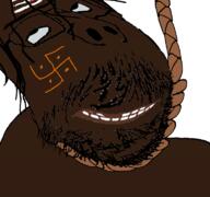 anhero black_skin brown_troonjak distorted forehead_lines forehead_mark hanging hindu hinduslop meta:tagme pajeet slopjak smile subvariant:scholar variant:gapejak // 768x719 // 45.3KB