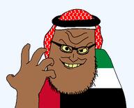 arab beard black_skin eyeglasses glasses keffiyeh nigger smile syndrome_(the_incredibles) variant:syndromejak yellow_eyes yellow_teeth // 557x446 // 21.3KB
