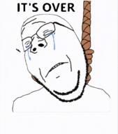 animated closed_eyes closed_mouth crying glasses its_over rope soyjak stubble subvariant:wholesome_soyjak suicide text variant:gapejak // 446x508 // 2.3MB