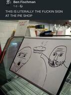 2soyjaks arm glasses hand internet_is_leaking irl oekaki open_mouth pie pointing soyjak stubble traditional_media variant:two_pointing_soyjaks whiteboard // 370x497 // 28.1KB